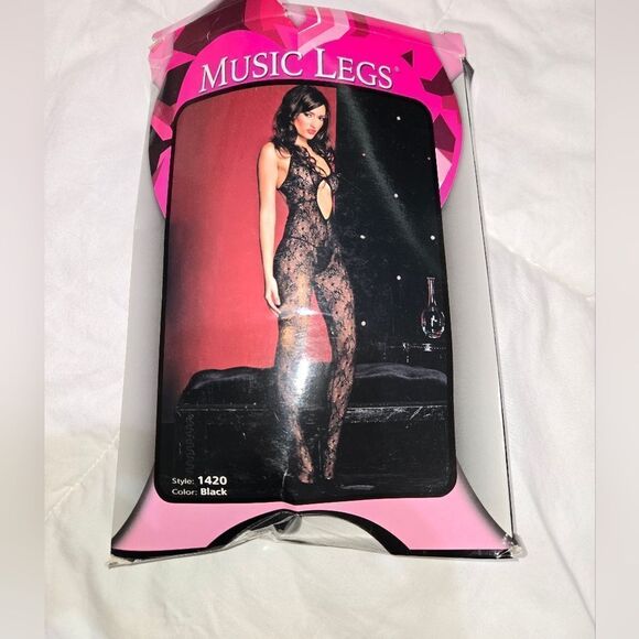 Music Legs Black Lace Bodystocking new - Picture 5 of 10